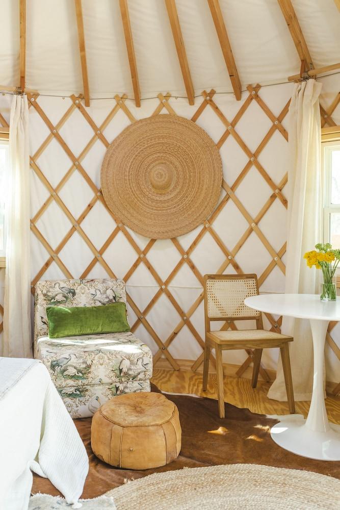 The Peacock Yurt at Camposanto ATX Glamping on Lake Travis