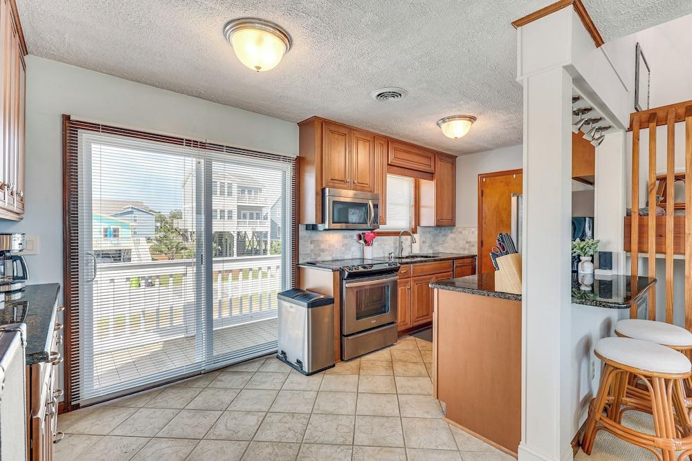 Deck & View: Oceanfront Oasis in Oak Island!